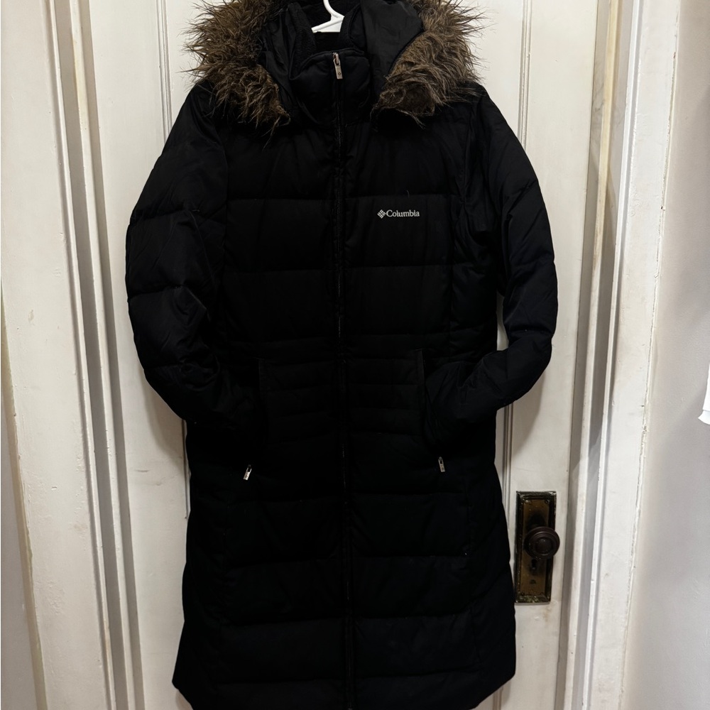 Columbia Women's Black Puffer Coat with Faux Fur Hood